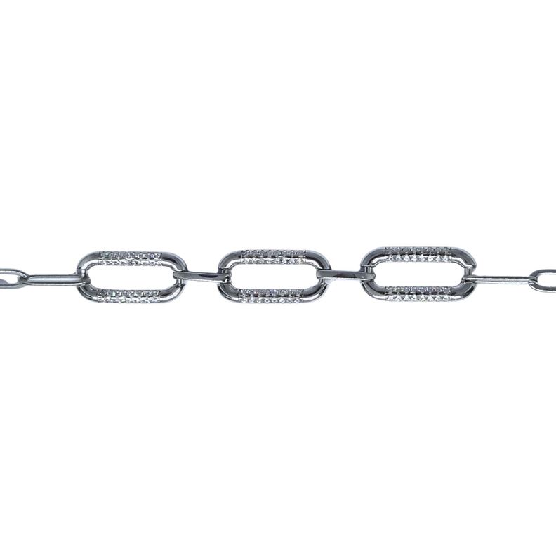 Pulsera Eslabones con Circon Plata 925 17cm