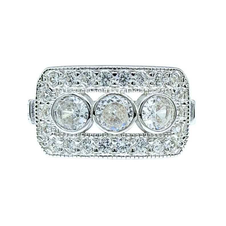 Anillo Art-Deco 3 Circones Plata 925 10