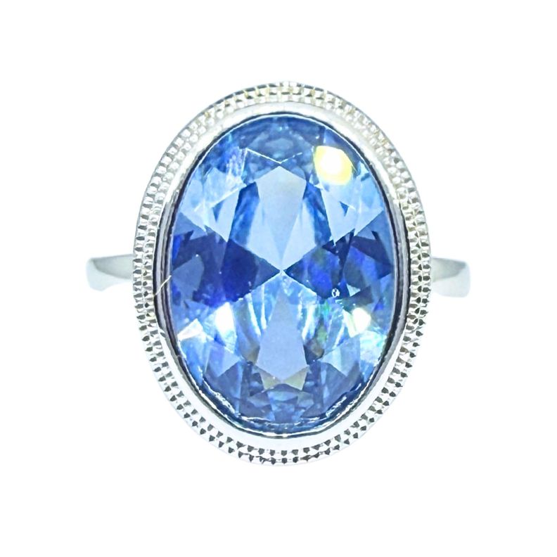 Anillo Agua Marina Ovalado Plata 925 Celeste 10