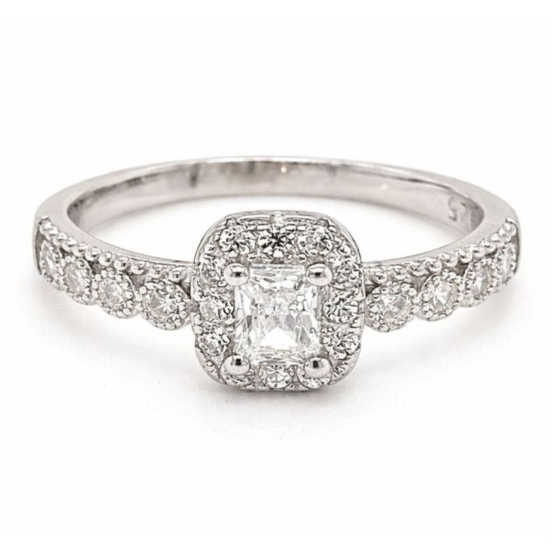 Anillo Rectangular Riel Plata 925 Plateado 10