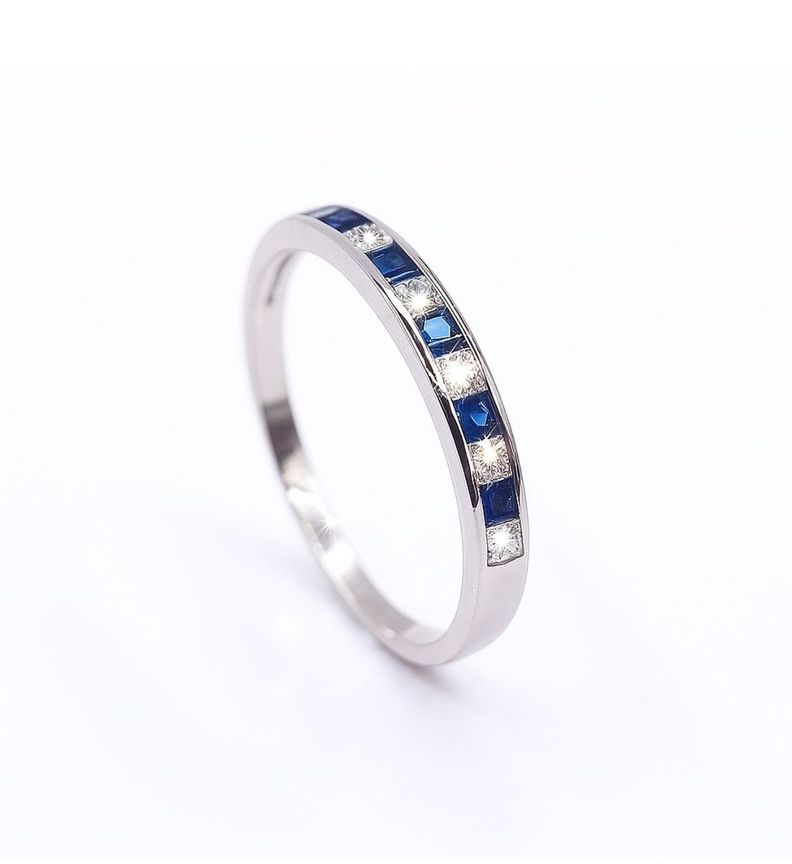 Anillo Riel 11 Circones Azul Plata 925