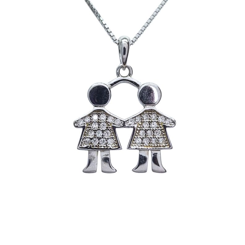 Collar Ninas 45cm Rodinado Plata 925