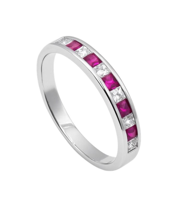 Anillo Riel 11 Circones Rosa Plata 925 13