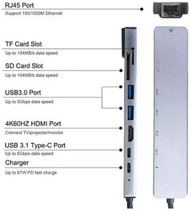 Adaptador Hub Usb-c 8 Puertos 4k-1