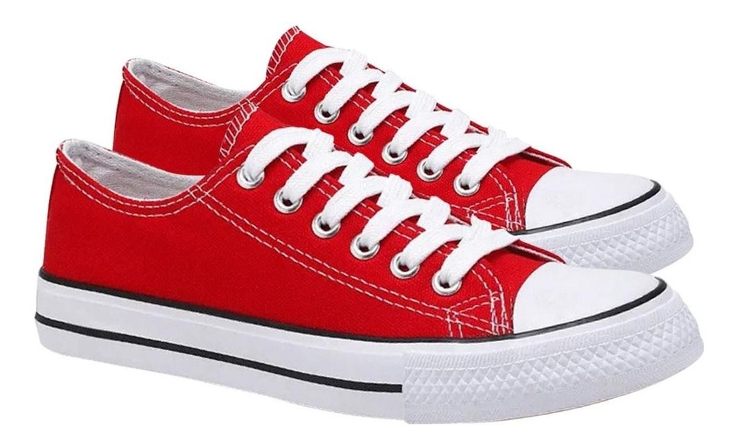 Zapatilla Urbana De Lona Unisex Casual - Rojo - 7088-2