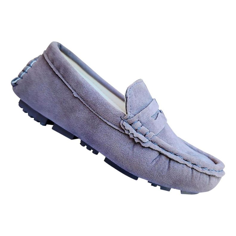 Zapato Mocasin Casual De Niños Suela Plana Ligero Gris 7478-0