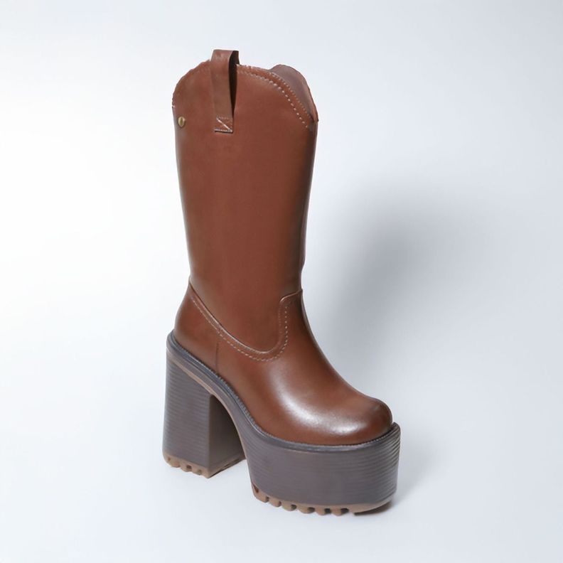 Bucaneras Western Mujer | Plataforma Alta Color Café - 7666