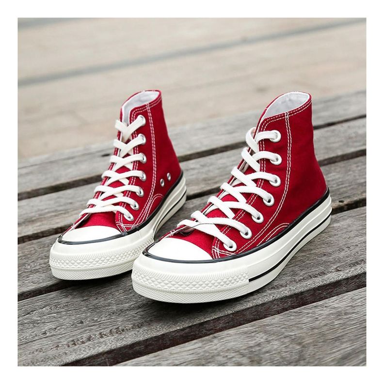 Zapatilla Urbana De lona Con Caña Casual Burdeo 7248-1