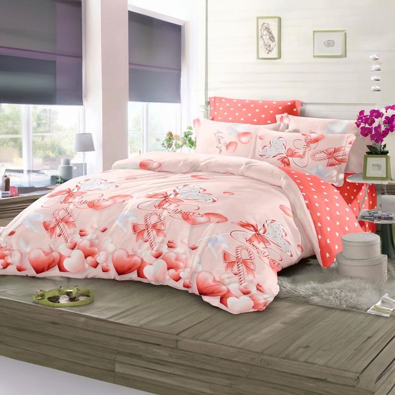 Cubrecama Quilt Verano 1.5 Plazas +funda 50x70 Corazones 610