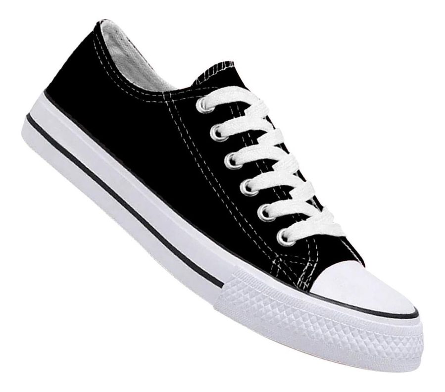 Zapatilla Urbana De Lona Unisex Casual - Negro y Blanco - 7089-0