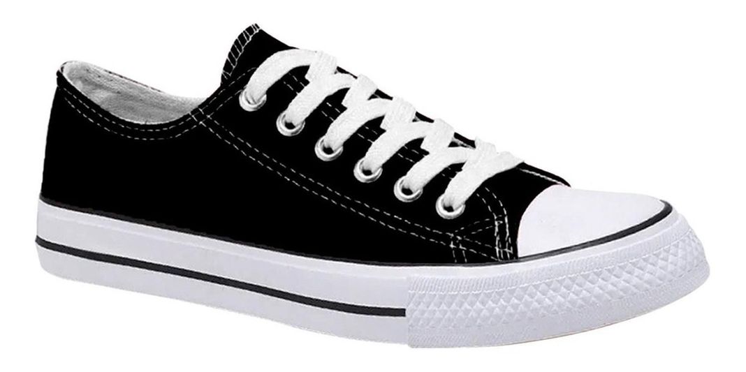 Zapatilla Urbana De Lona Unisex Casual - Negro y Blanco - 7089-1