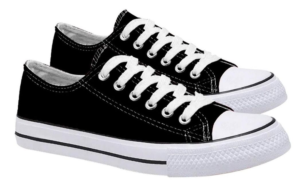 Zapatilla Urbana De Lona Unisex Casual - Negro y Blanco - 7089-2