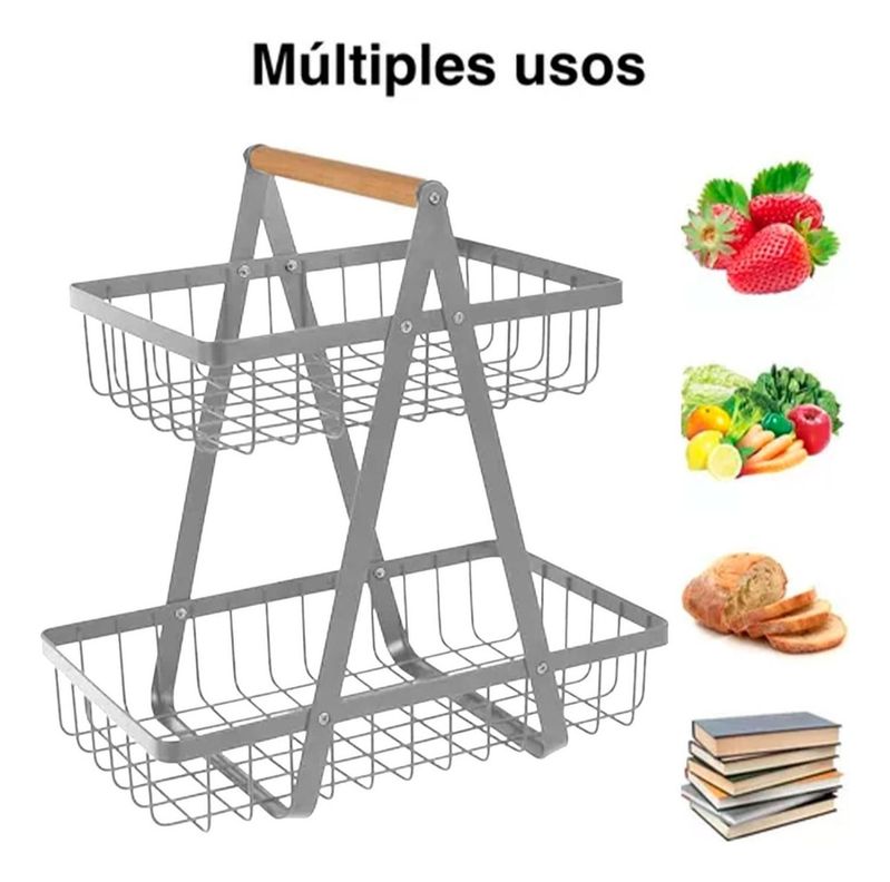 Rack Organizador Multiuso Y Decorativo 2 Niveles Gris-1