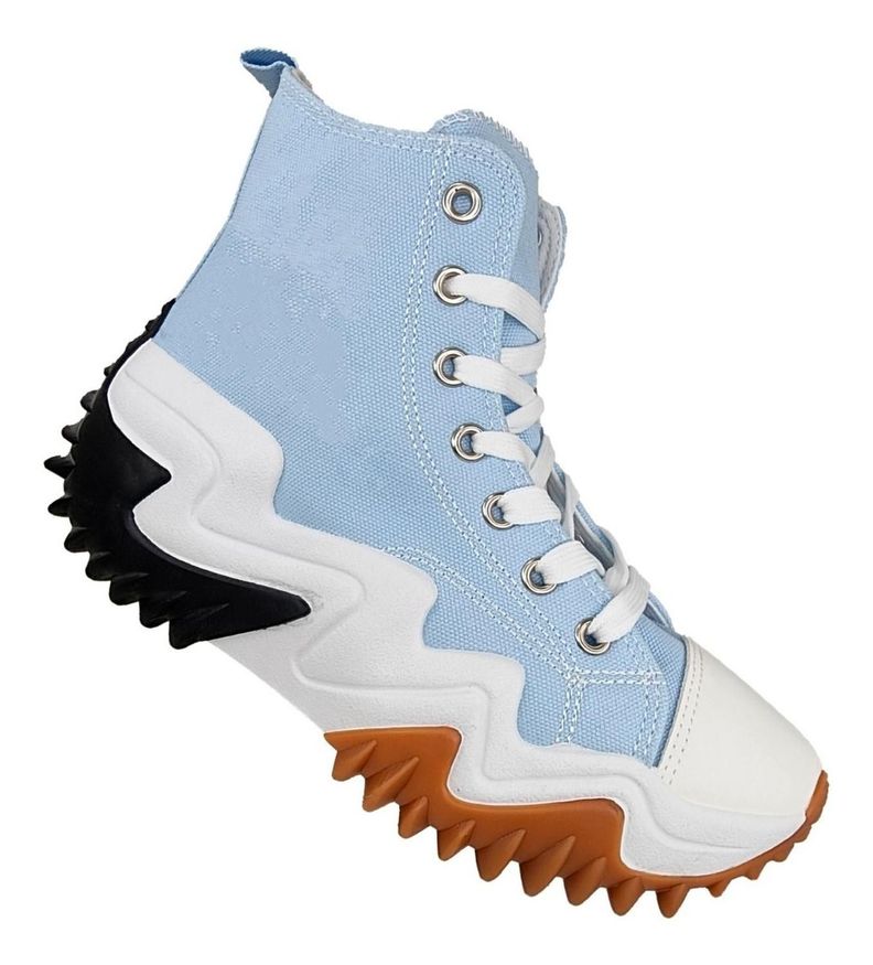 Zapatilla De Lona Con Plataforma Full Tendencia - 3138 Celeste-0