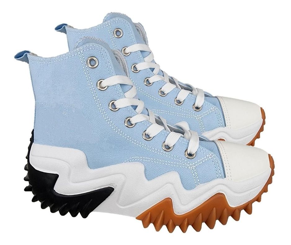 Zapatilla De Lona Con Plataforma Full Tendencia - 3138 Celeste-2