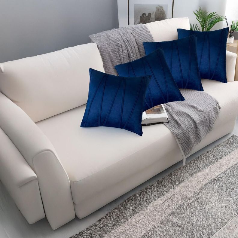 Fundas De Cojin Decorativa 45x45 Lineas Azul PACK 4 U-0