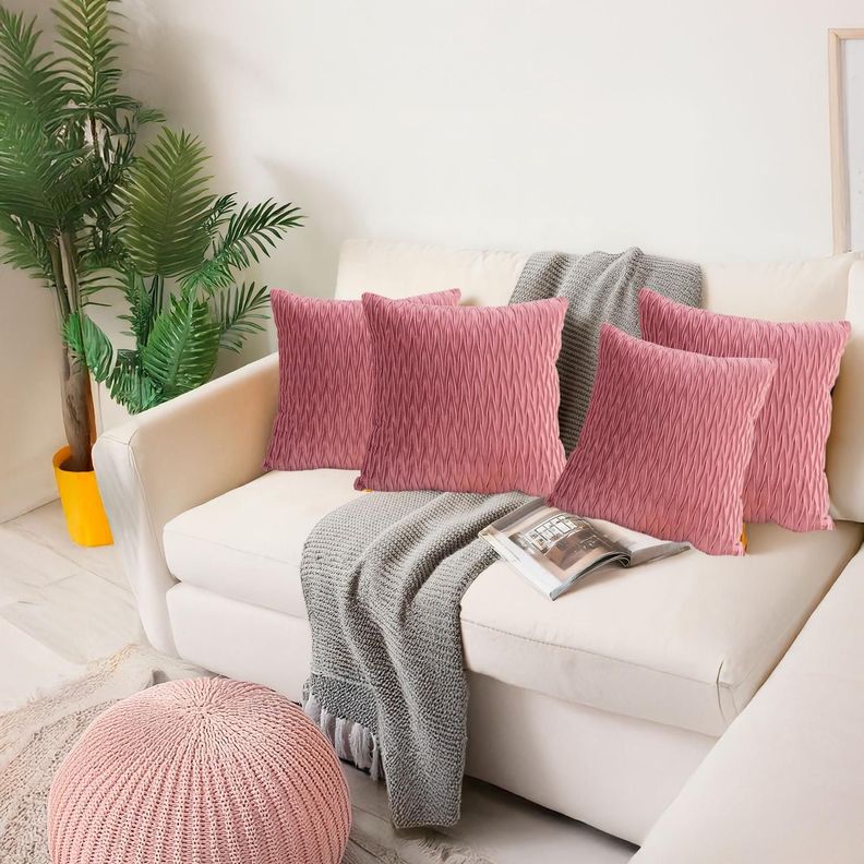 Fundas De Cojin Decorativa 45x45 moderna Rosa PACK 4 U-3