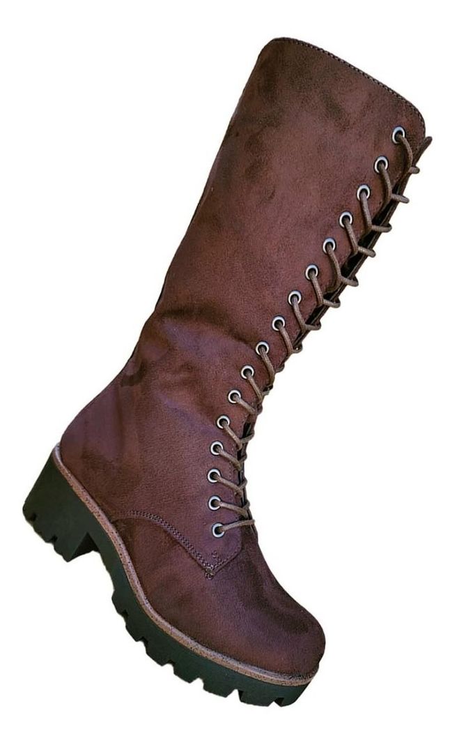 Botas Largas Bucaneras De Gamuza Mujer Casual Marrón - 7130-0