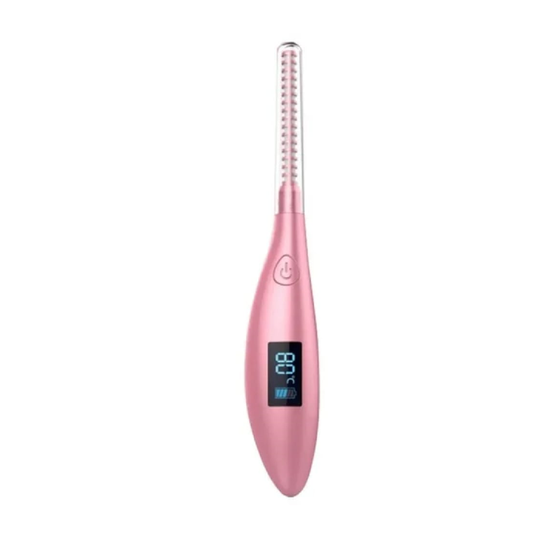 Rizador De Pestañas Térmico Portátil Con Pantalla Led Rosado-0