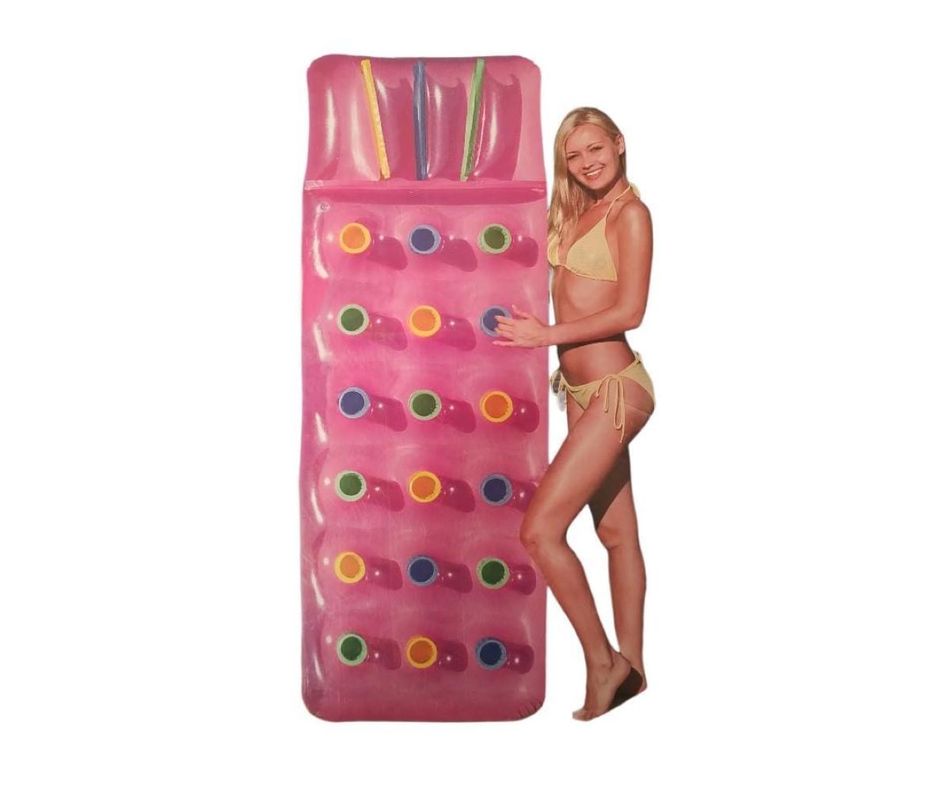 Flotador  Inflable Con Agujero Portavaso Rosado-0
