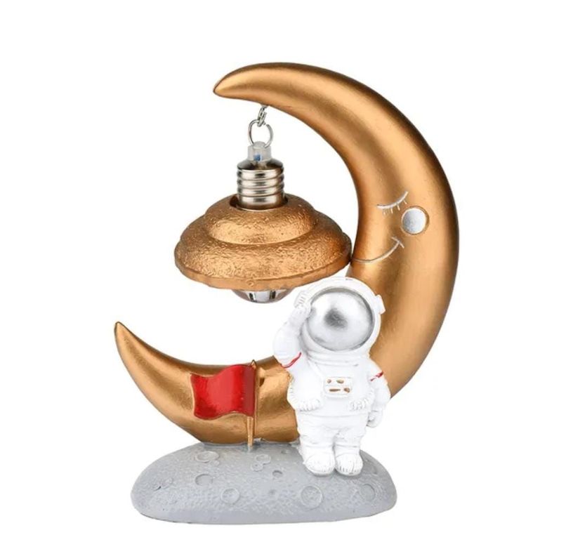 Lampara Astronauta Dorado Para Mesa Regalo Niños-0
