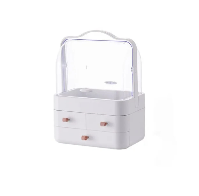 Cosmetiquero Con Tapa Estilo Elegante Dobles Cajoneras Blanco-0