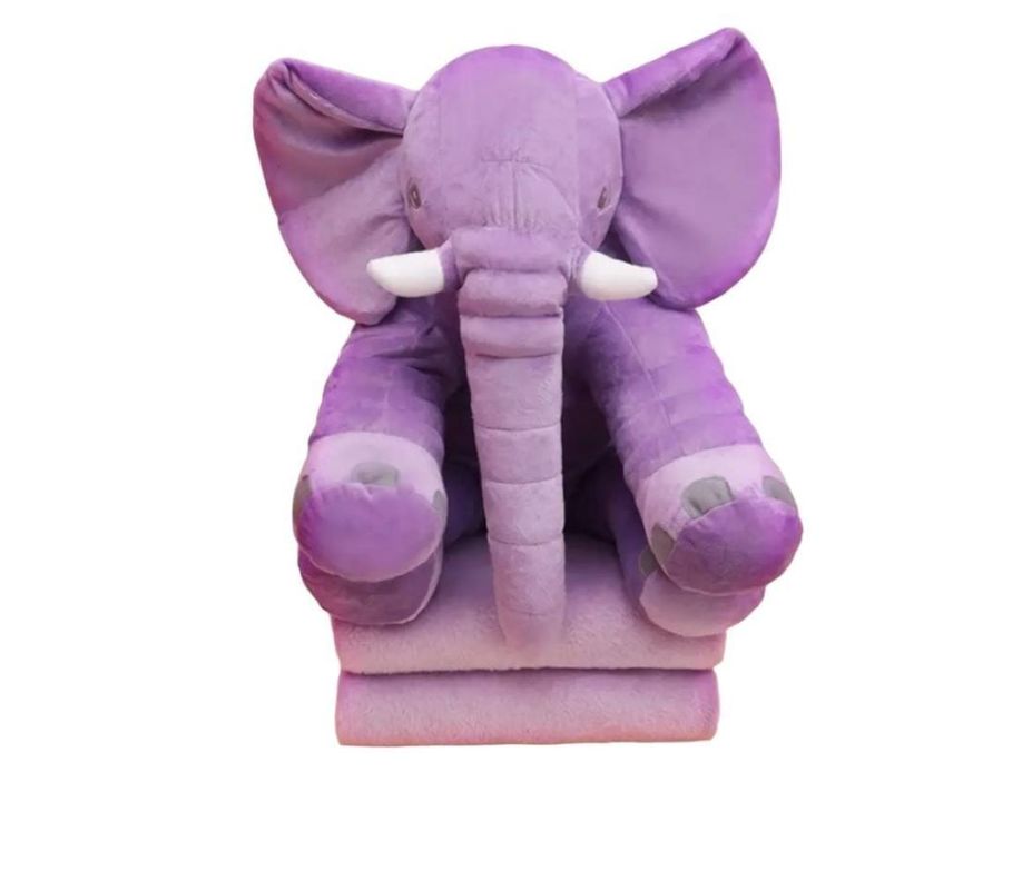 Peluche De Apego Elefante Para Bebés 40cm Con Manta Morado-0