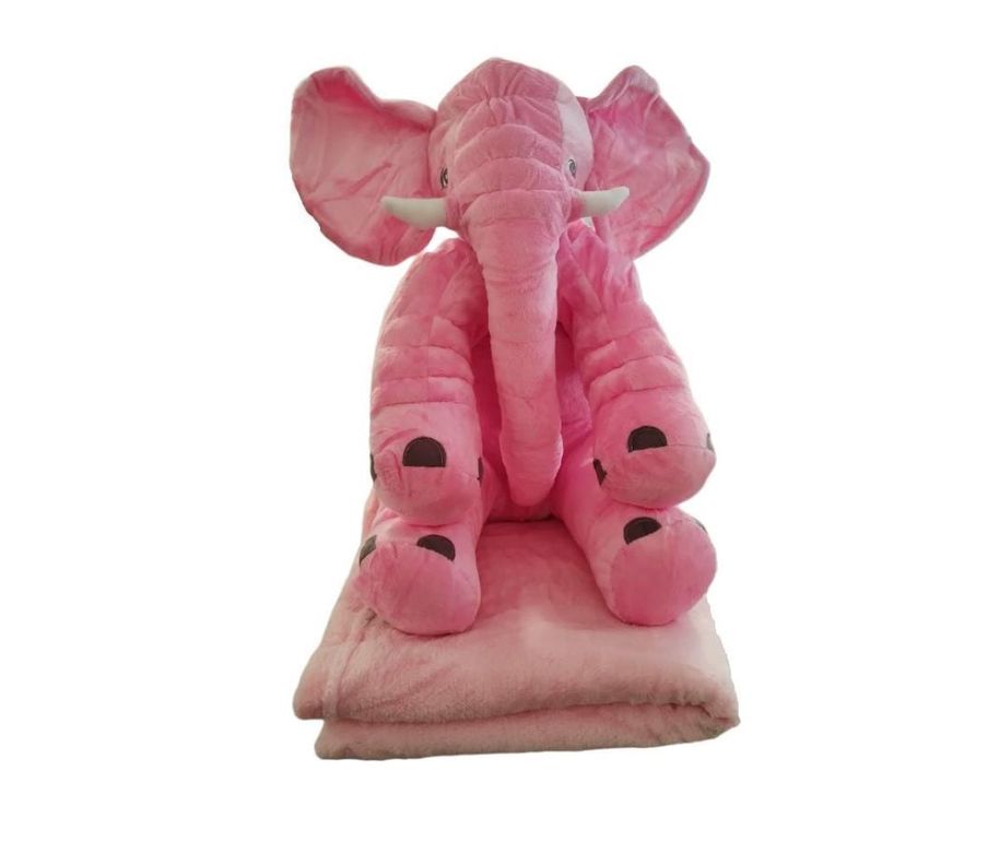 Peluche De Apego Elefante Para Bebés 40cm Con Manta Rosa-0
