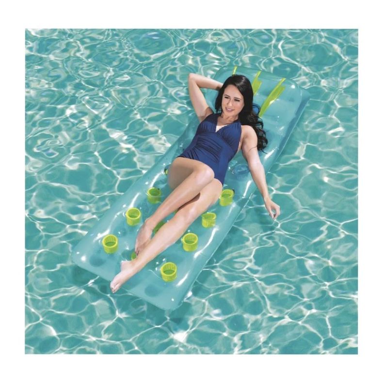 Flotador  Inflable Con Agujero Portavaso Celeste-1