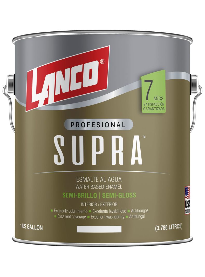 Esmalte al Agua Supra Lanco Semibrillo 1 GL Blanco