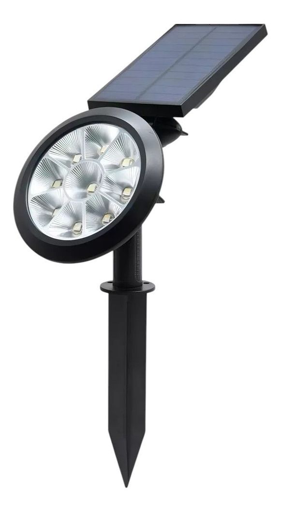 9 Led Solar Césped Luz Foco Al Aire Libre Jardín Color Negro-0