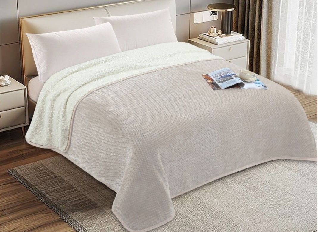 MANTA FRAZADA  PANAL CHIPORRO 2 PLAZAS 200 X 230 CM BEIGE-1