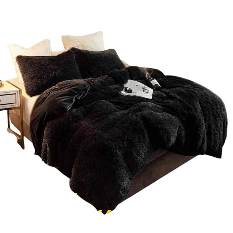 cubrecama de invierno con chiporro peludos 2 plazas -0