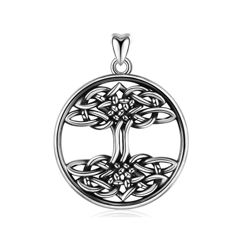 Colgante árbol de la vida entrelazado en plata fina 950, con cadena-0