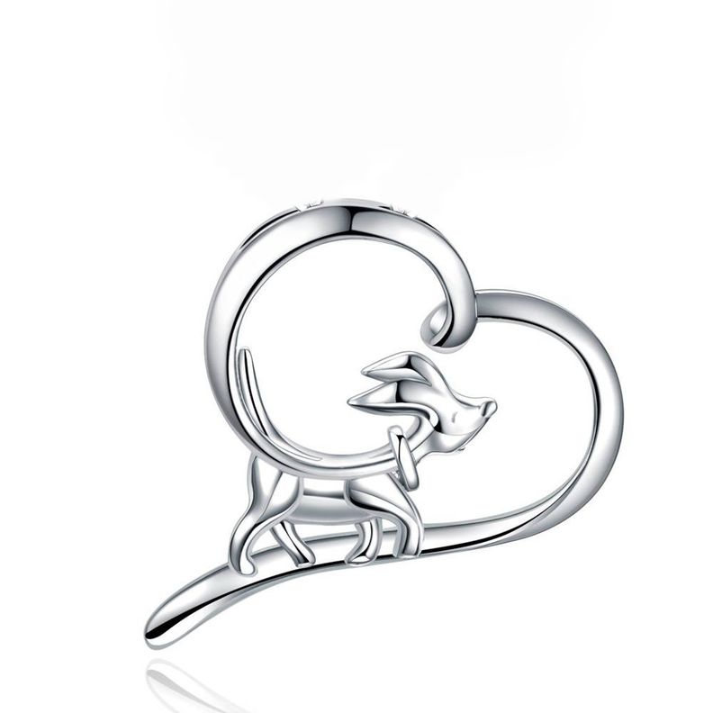 Colgante perro mini amigo corazón en plata fina 950, con cadena-0