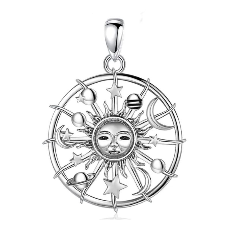 Colgante Sol y luna en plata fina 950, con cadena-0
