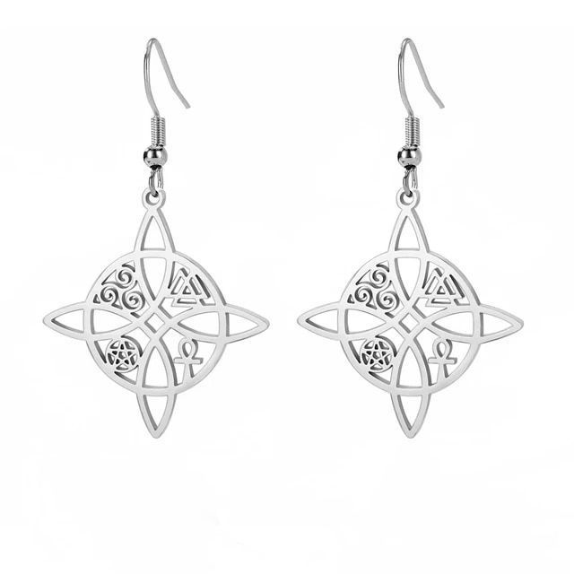 Aros, aritos nudo de bruja en plata fina 950-1