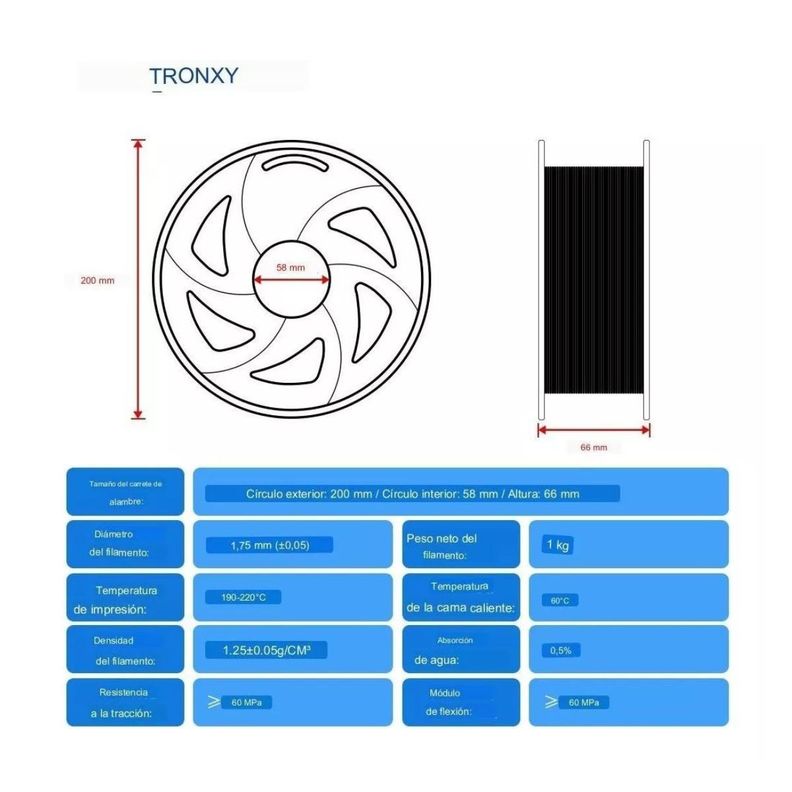 Filamento 3d Pla Tronxy De 1.75mm Y 1kg Marron-2