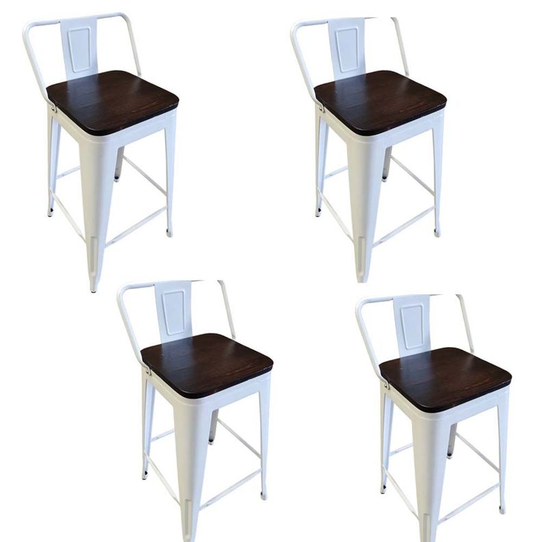 Pack 4 Pisos Taburetes Tolix 66 Cm Base Madera Oscura- Blanco-0
