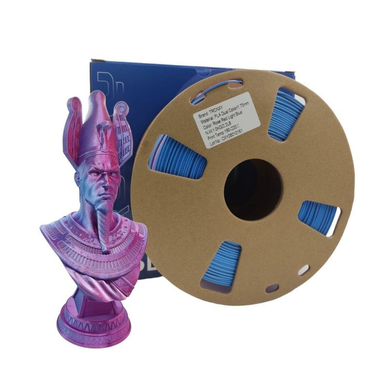 Filamento 3d Pla Seda Doble Color Tronxy De 1.75mm Y 1kg-  ROSE RED/LIGHT BLUE-0