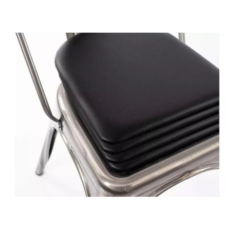 Pack 4 Cojines Magneticos Para Sillas Tolix/ Ecocuero- Negro-2