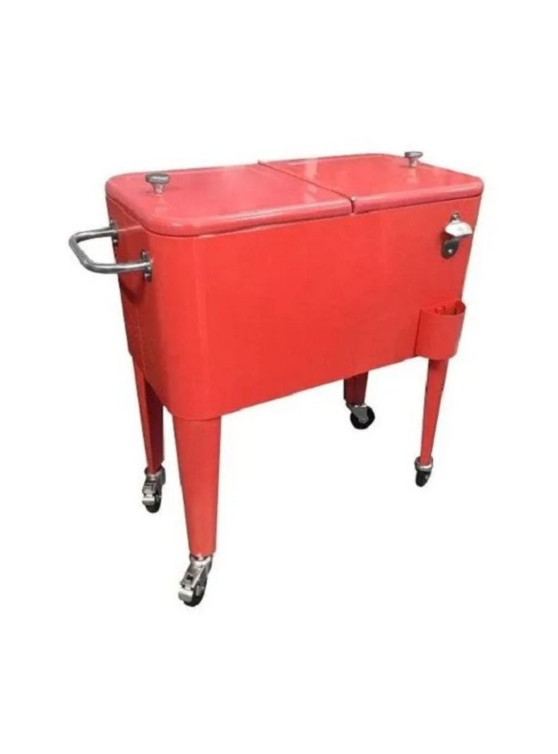 Cooler Retro Metalico Con Ruedas 60 Lts- ROJO-0