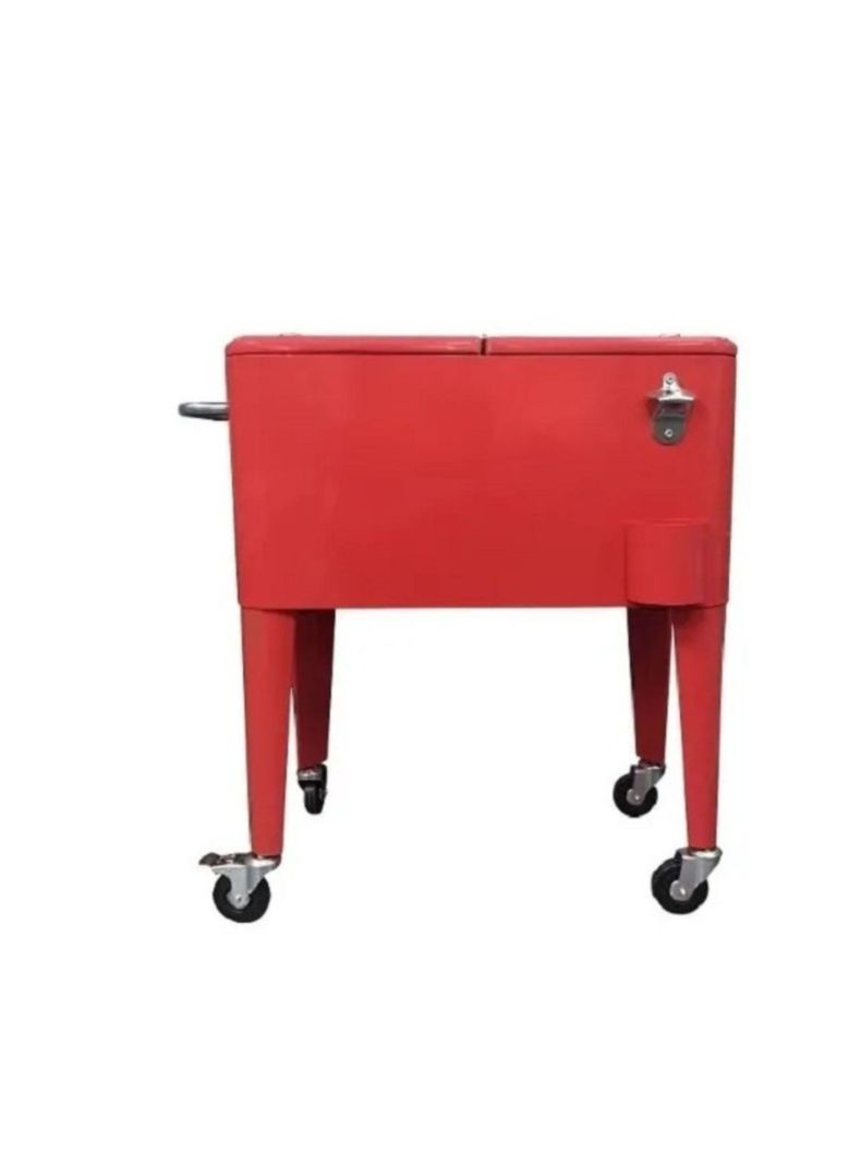 Cooler Retro Metalico Con Ruedas 60 Lts- ROJO-1