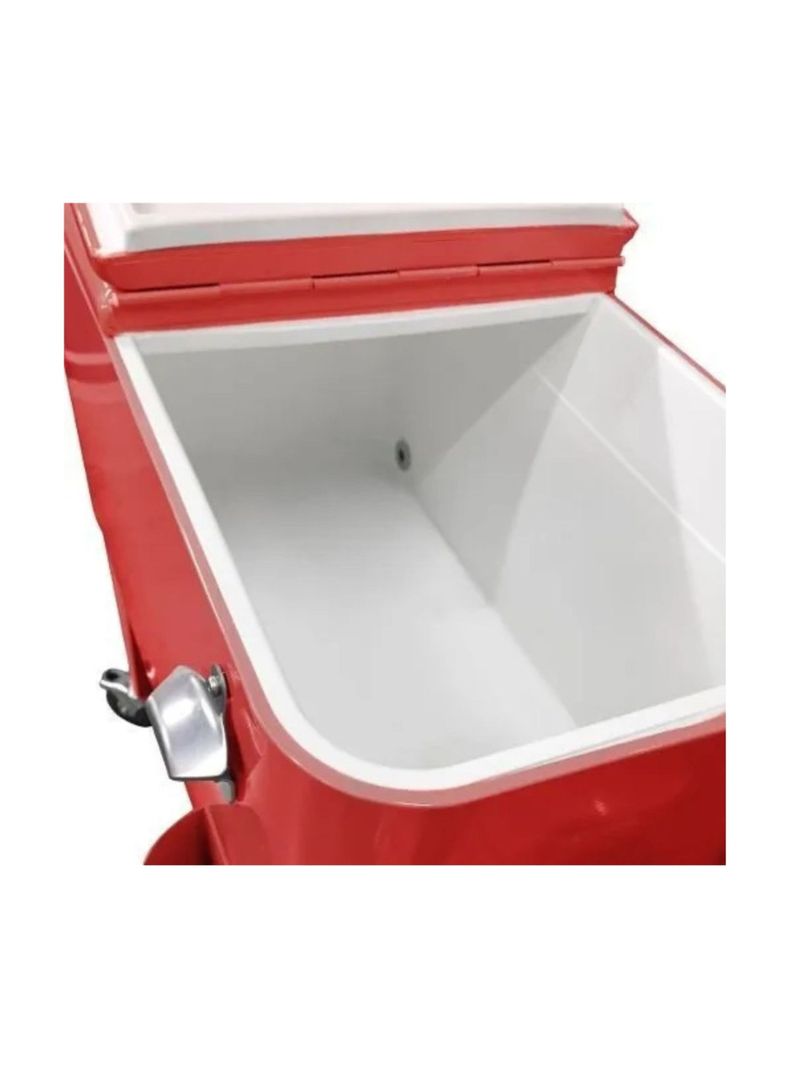 Cooler Retro Metalico Con Ruedas 60 Lts- ROJO-2