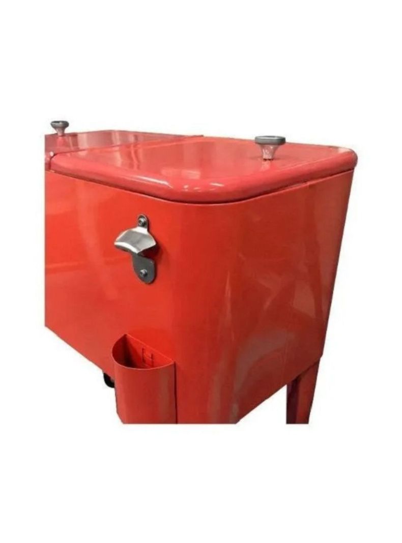 Cooler Retro Metalico Con Ruedas 60 Lts- ROJO-4