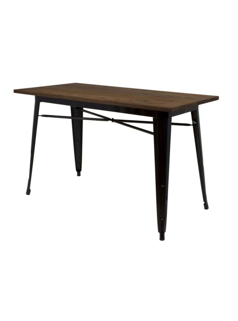 Mesa Rectangular Tolix 120x60x75 cm Base Madera Oscura-  Negra-0