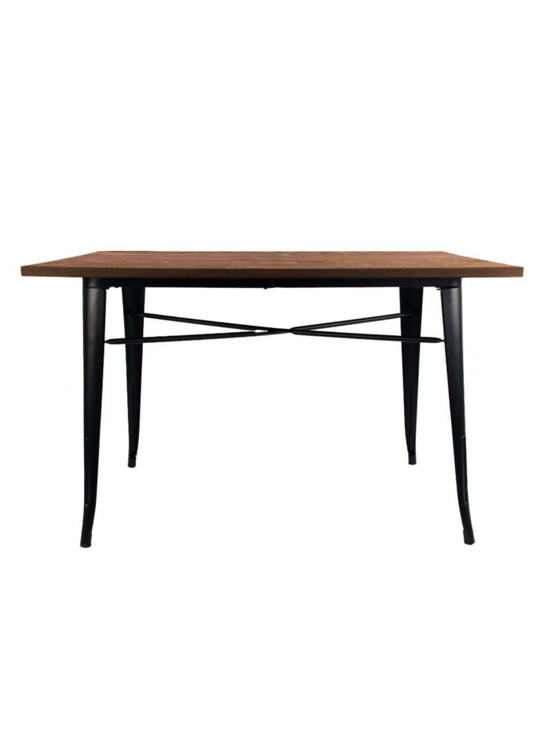 Mesa Rectangular Tolix 120x60x75 cm Base Madera Oscura-  Negra-1