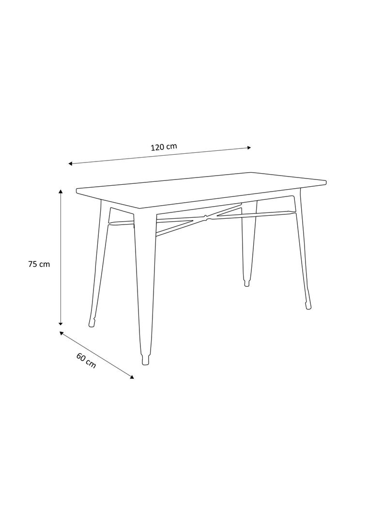 Mesa Rectangular Tolix 120x60x75 cm Base Madera Oscura-  Negra-3