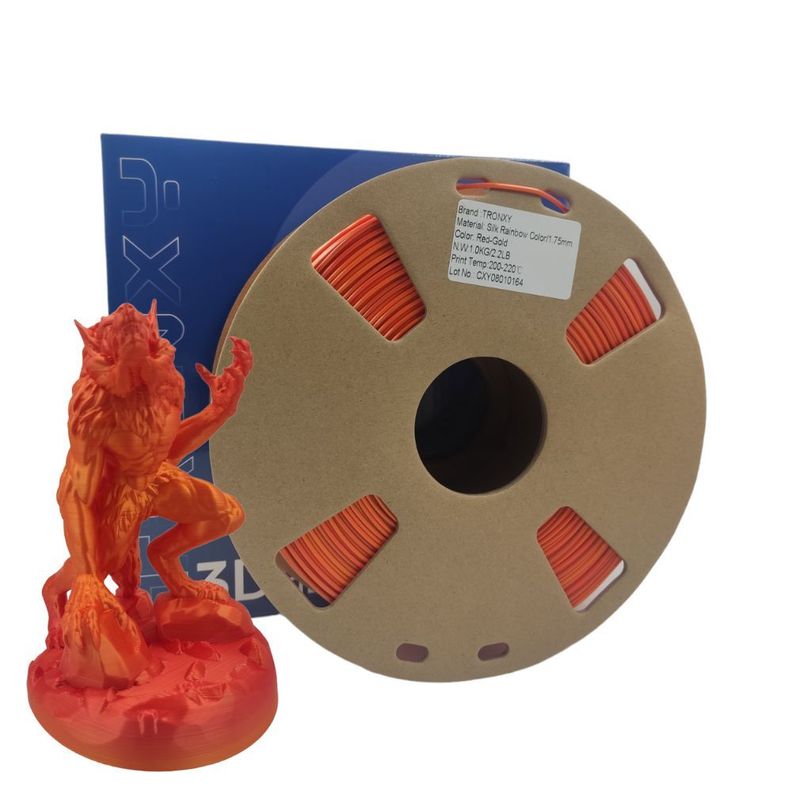 Filamento 3d Pla Seda Arcoiris Tronxy De 1.75mm Y 1kg-  RED/GOLD-0