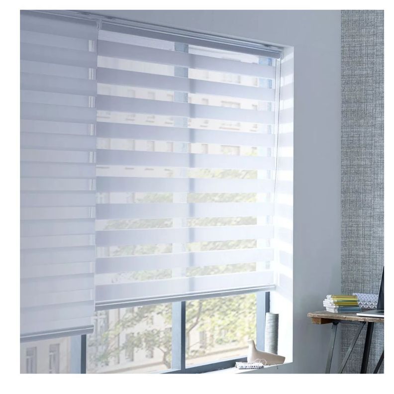 Cortina Roller Zebra Blackout 120x240cm - Blanco-1